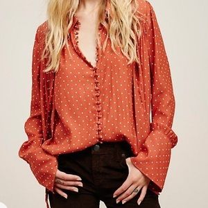 Free People Modern Muse Blouse Terracotta Large